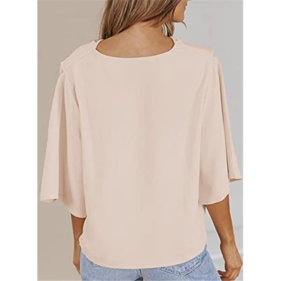 Womens Blouses and Tops Short Sleeve Chiffon Shirts and Tops - Picture 6 of 6